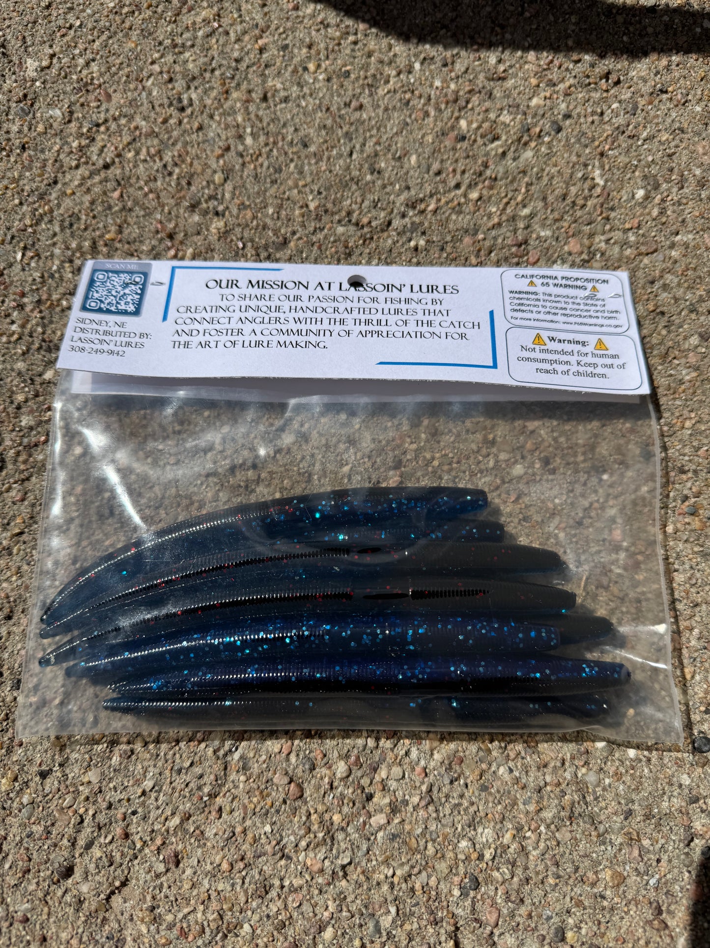 5" Stick Worm | Black + Blue Laminate