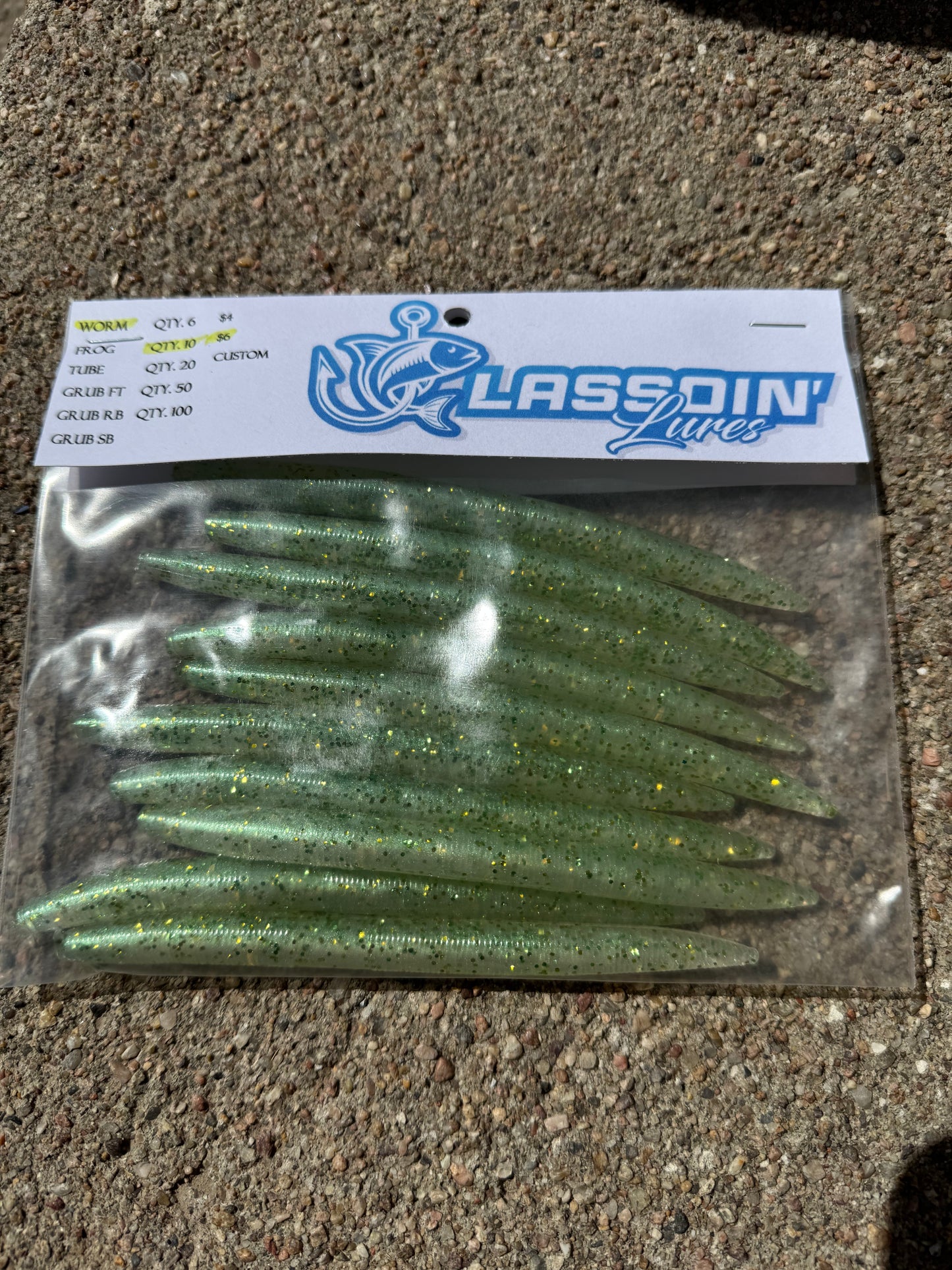 5" Stick Worm | Emerald | Green + Chartreuse Flake