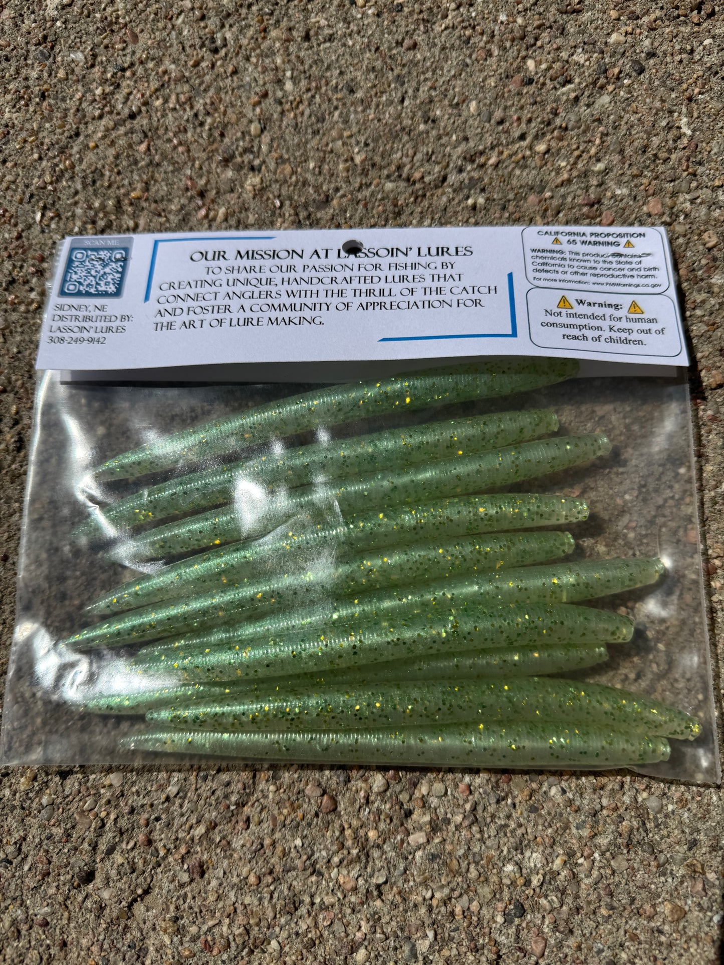 5" Stick Worm | Emerald | Green + Chartreuse Flake