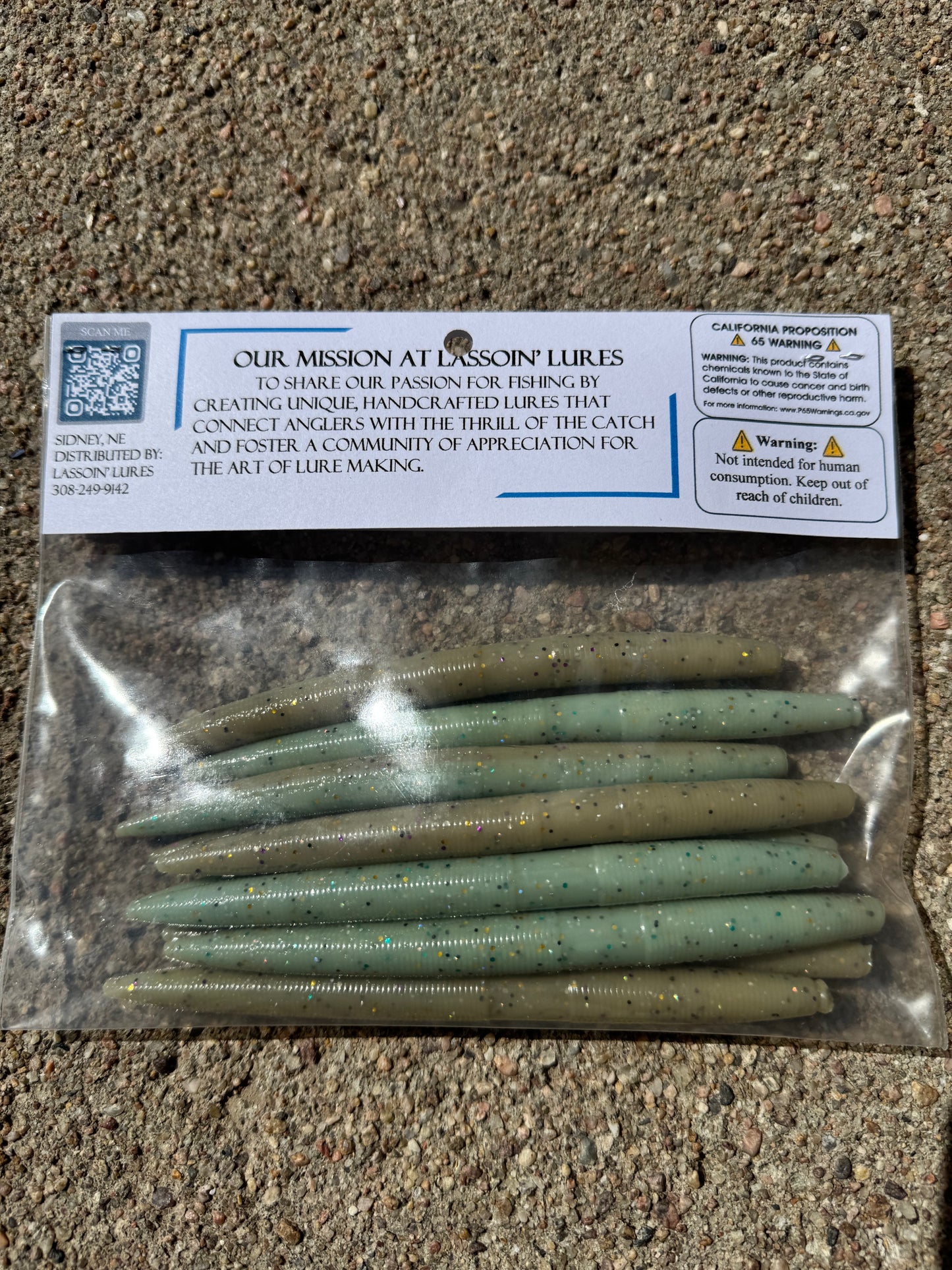 5" Stick Worm | Tan + Light Green Laminate