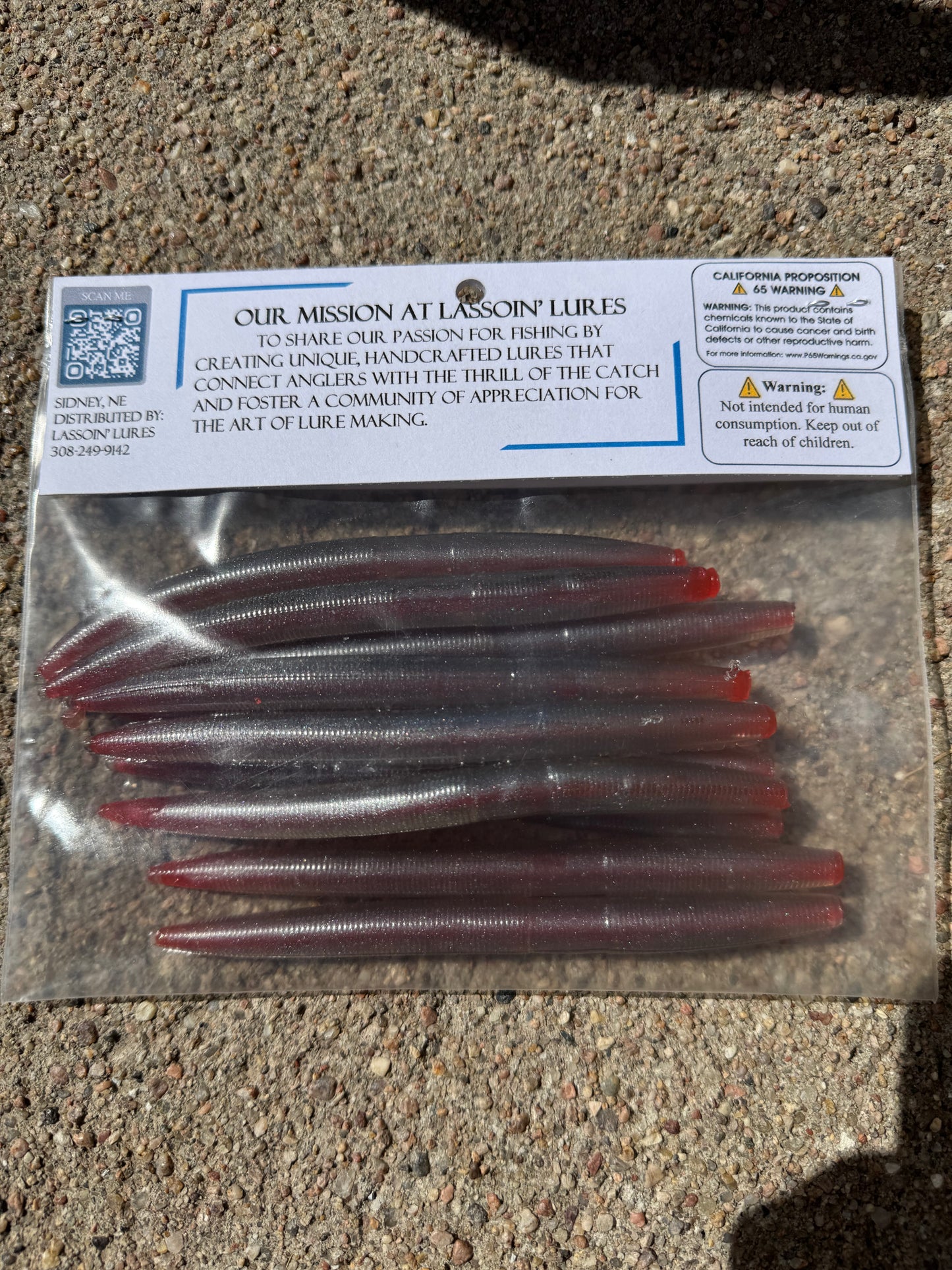 5" Stick Worm | Silver Shell | Red Core Shot