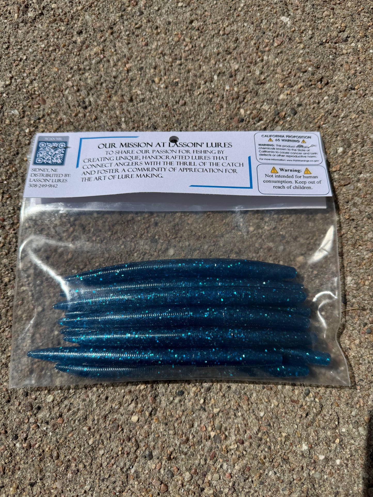 5" Stick Worm | Blue | Light Blue Flake