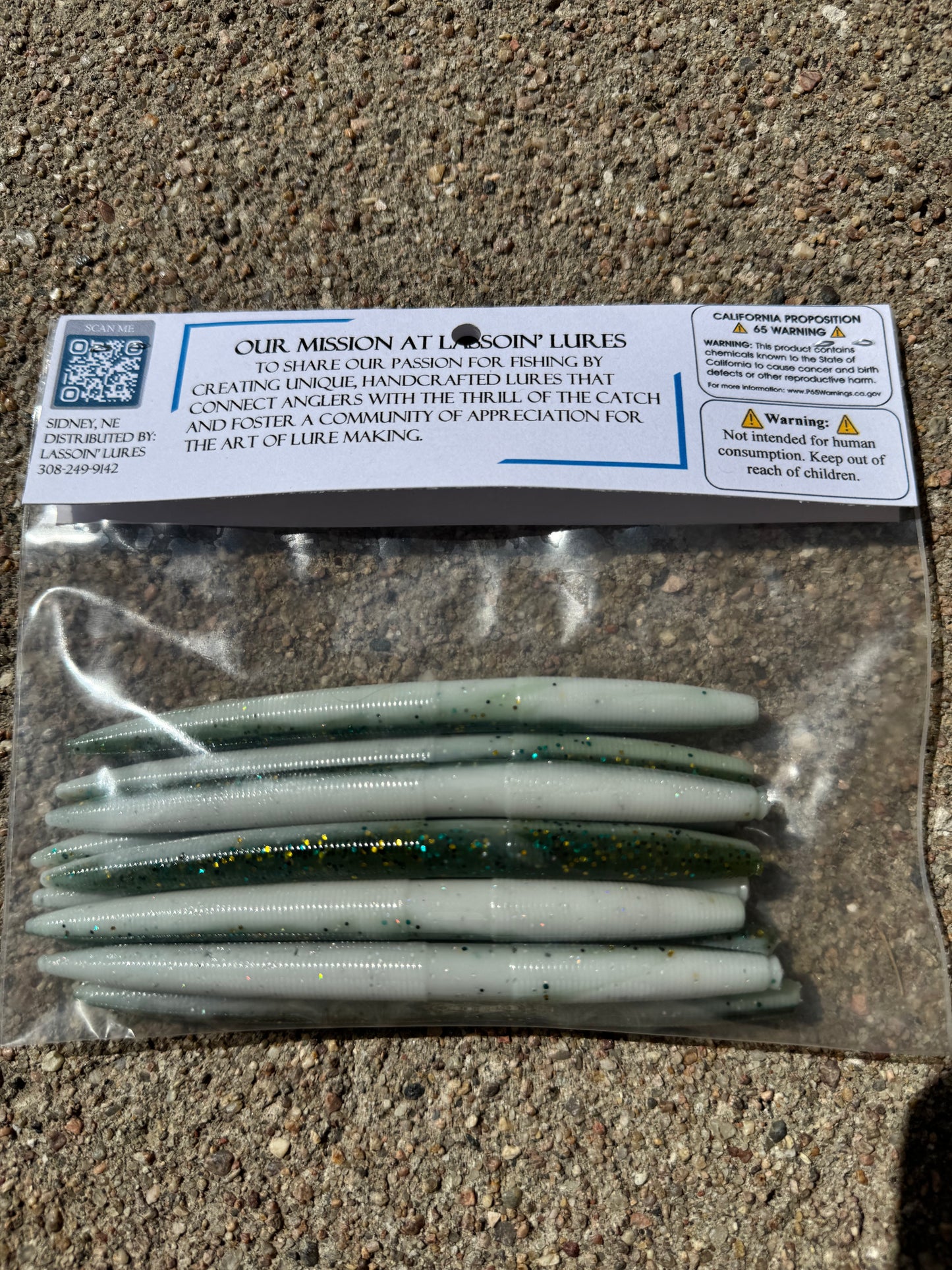 5" Stick Worm | Green + White Laminate