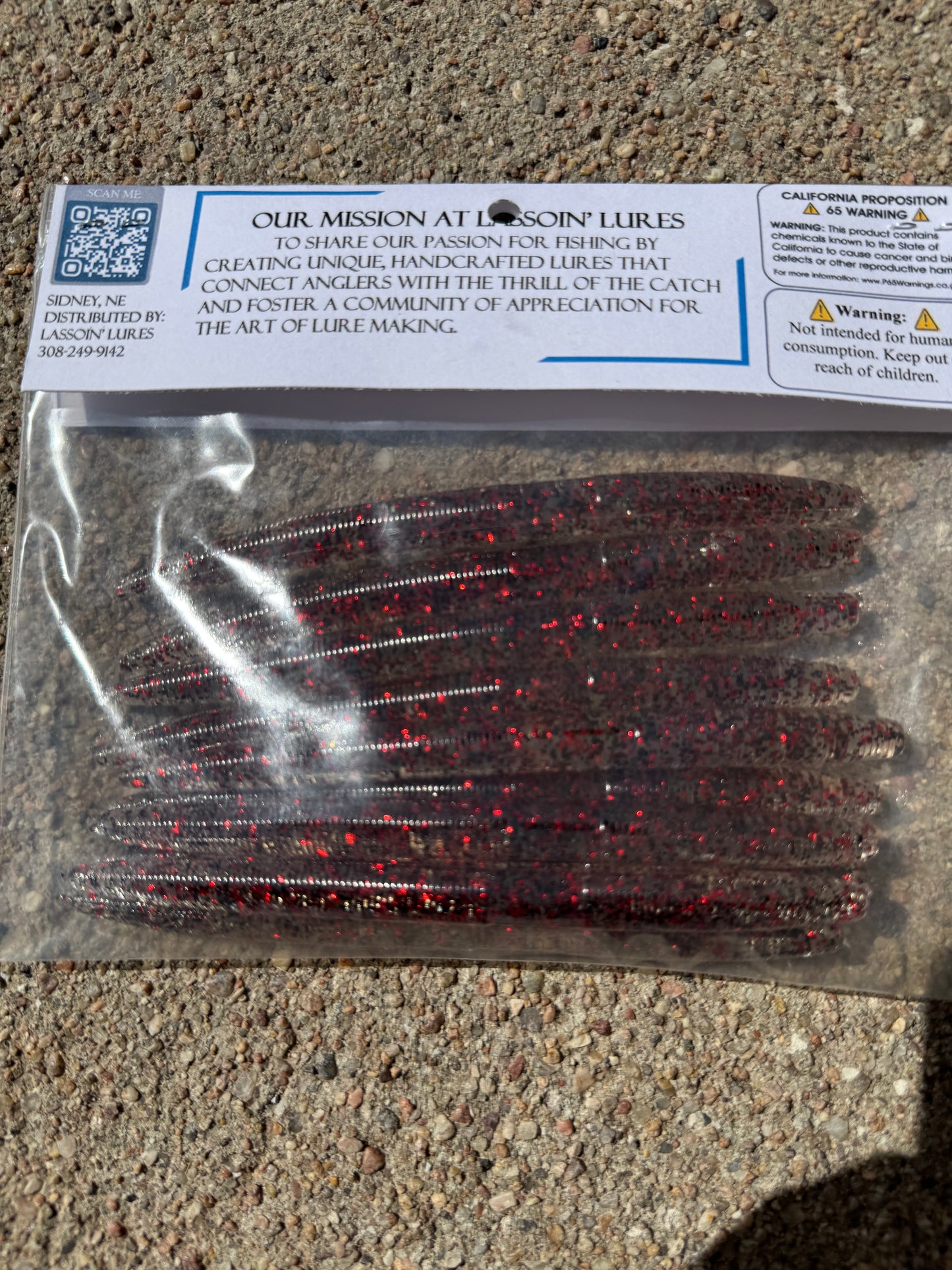 5" Stick Worm | Red + Black Flake