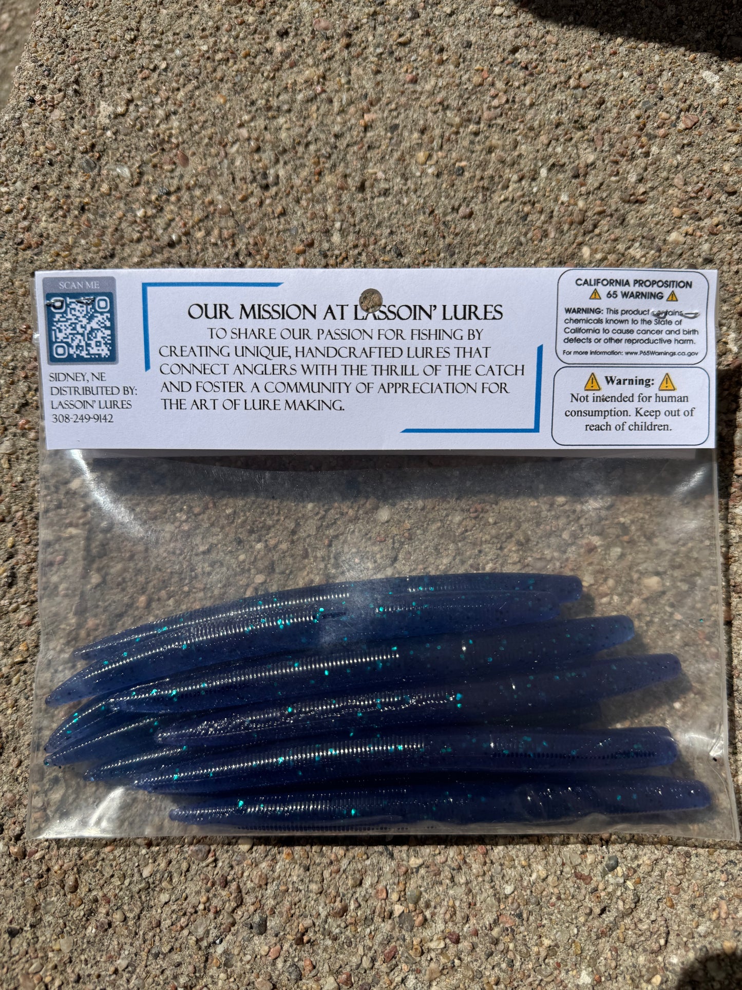5" Stick Worm | Blue | Light Blue Flake