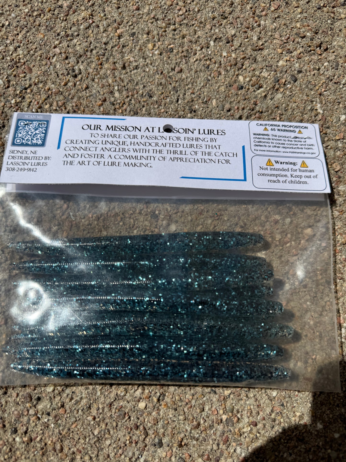 5" Stick Worm | Black + Blue Flake