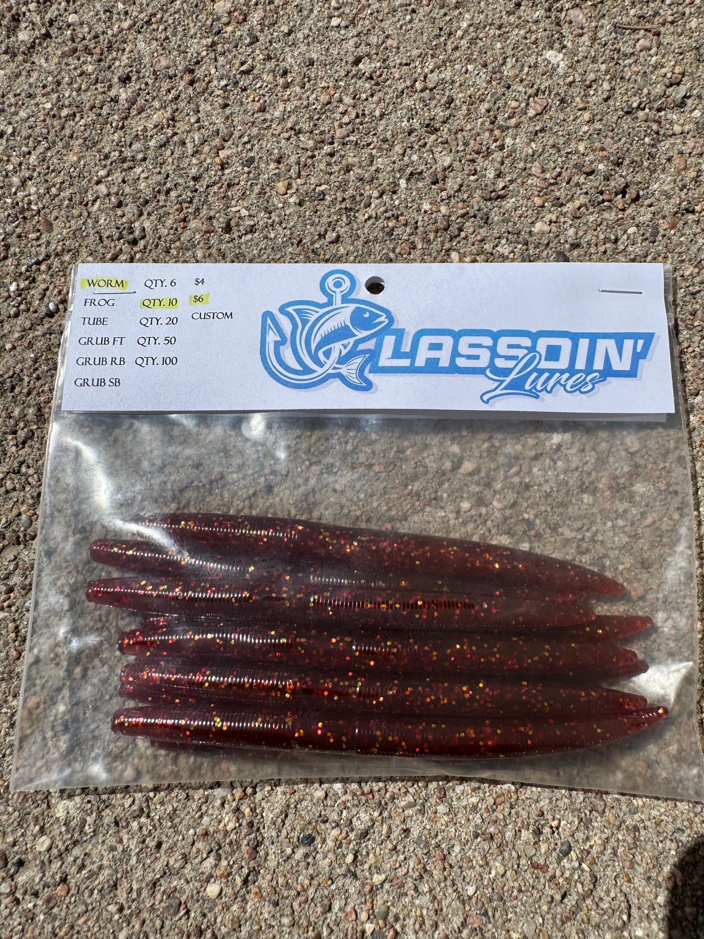 5" Stick Worm | Dark Red | Gold + Red Flake