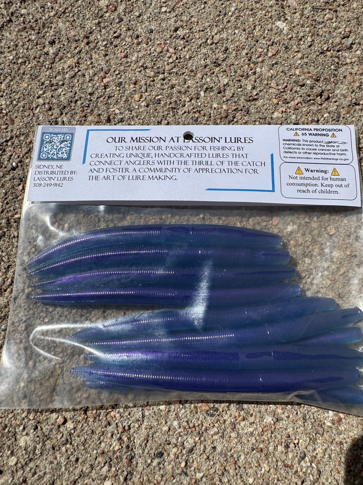 5" Stick Worm | Blue + Light Purple Laminate