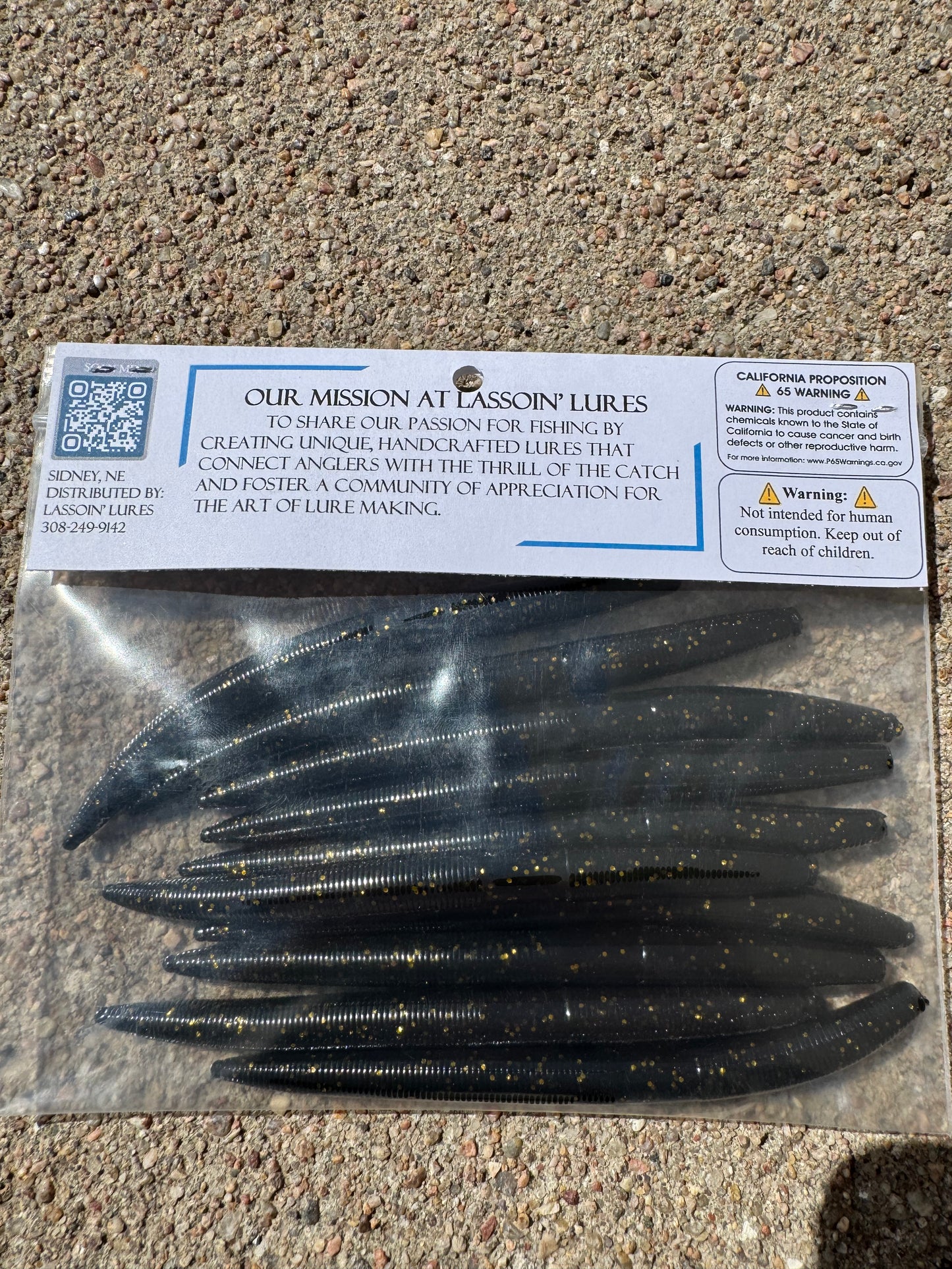 5" Stick Worm | Black | Gold Flake
