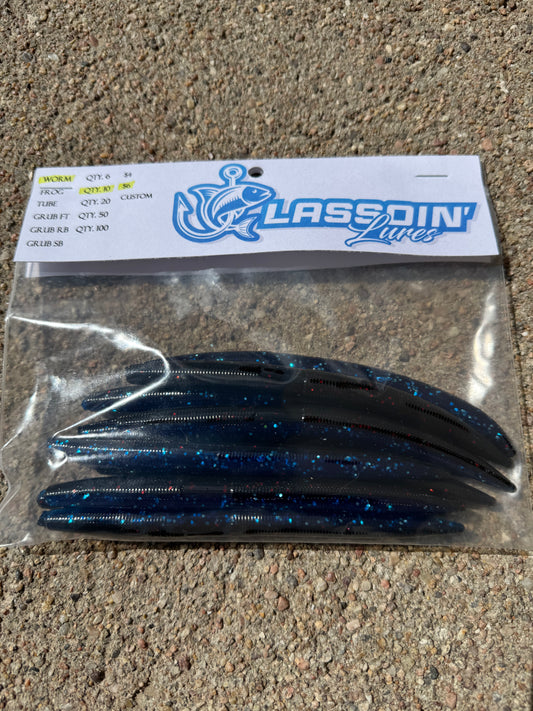 5" Stick Worm | Black + Blue Laminate
