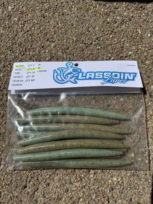 5" Stick Worm | Tan + Light Green Laminate