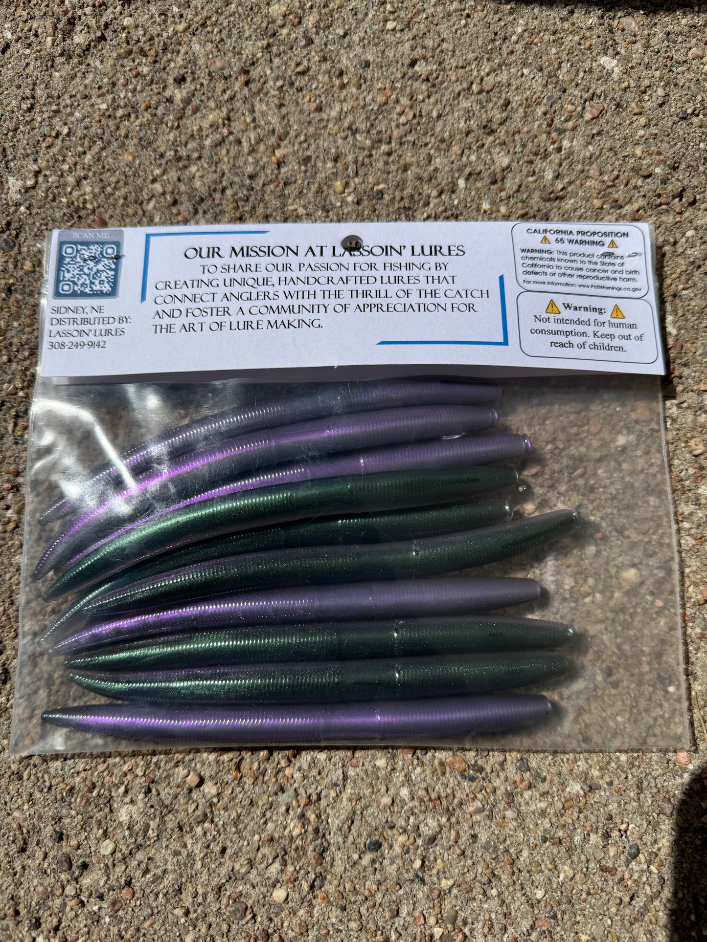 5" Stick Worm | Emerald Green + Lavender Purple Laminate