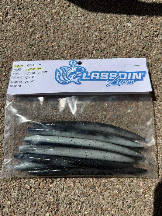 5" Stick Worm | Black + White Laminate