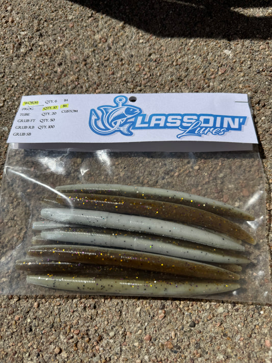 5" Stick Worm | Tan + White Laminate