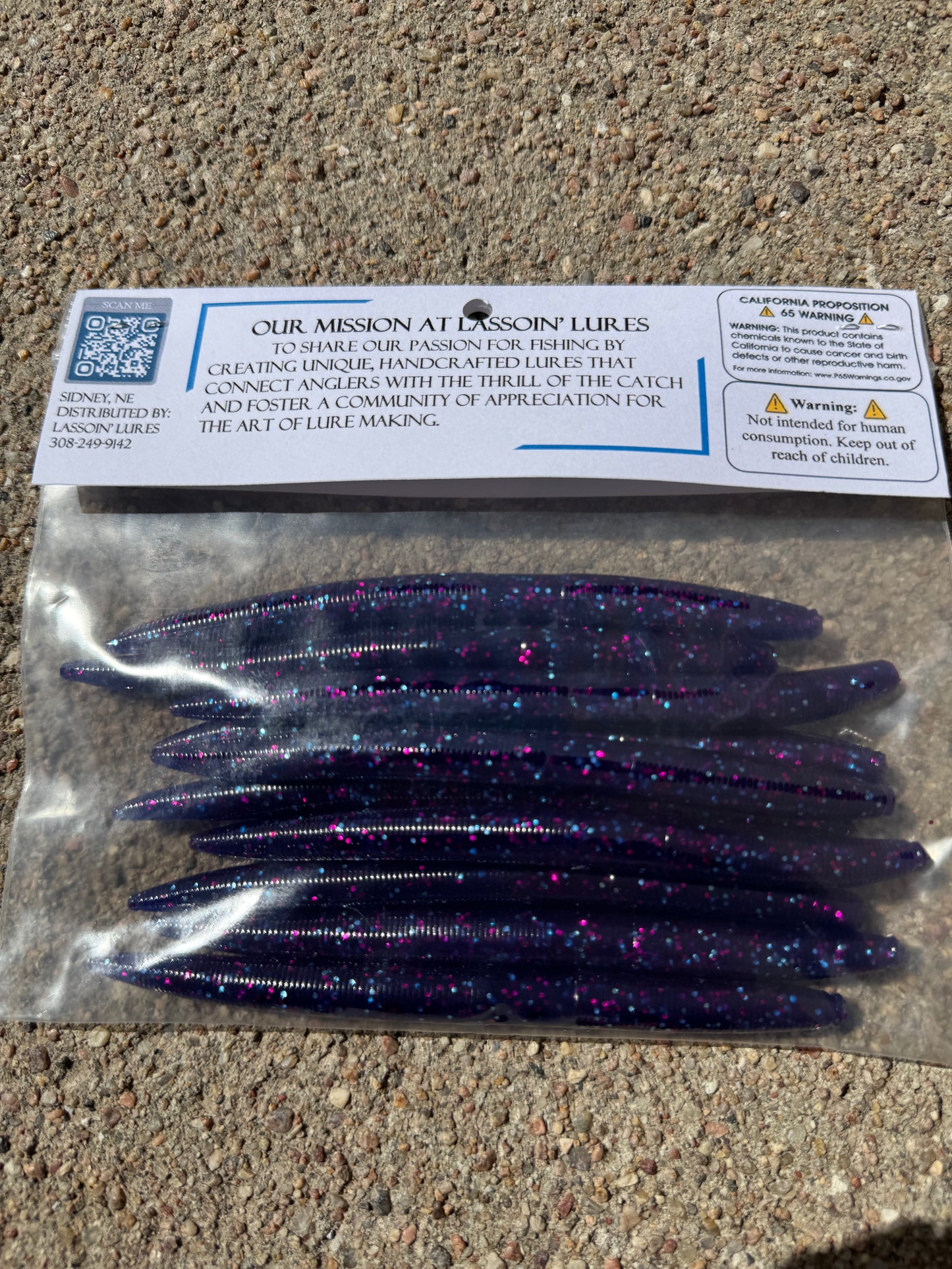 5" Stick Worm | Junebug | Pink + Light Blue Flake