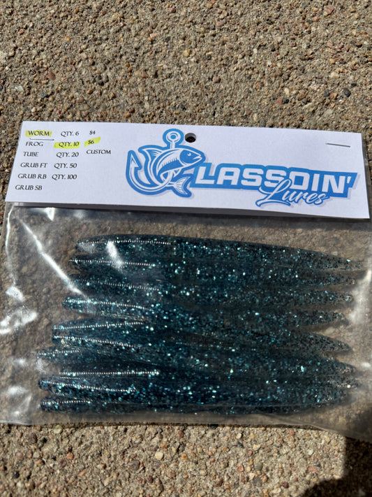 5" Stick Worm | Black + Blue Flake