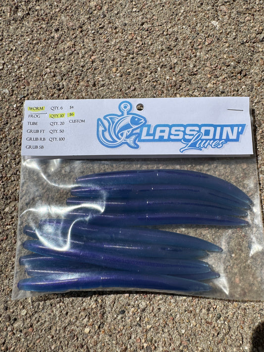5" Stick Worm | Blue + Light Purple Laminate