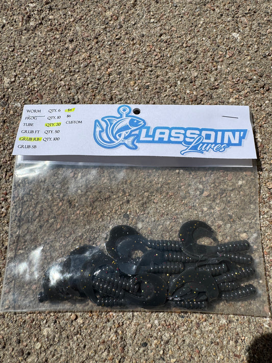 2" Ribbed Body Grub | Black