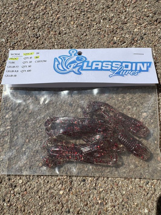 3" Frog | Black + Red Flake