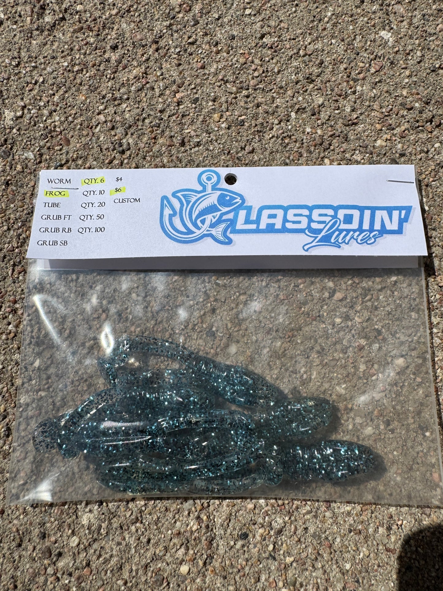 3" Frog | Black + Blue Flake